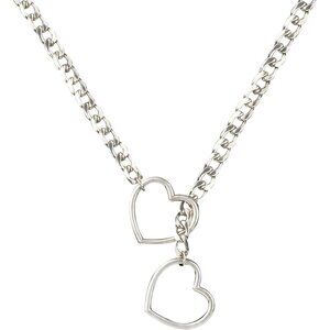 Silver Heart Pendant Chain Necklace Punk Rock Choker Stainless Steel Jewelry